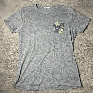 Marine Layer Shirt Mens Large Blue Grey Heathered Floral Pocket Tee Short Sleeve